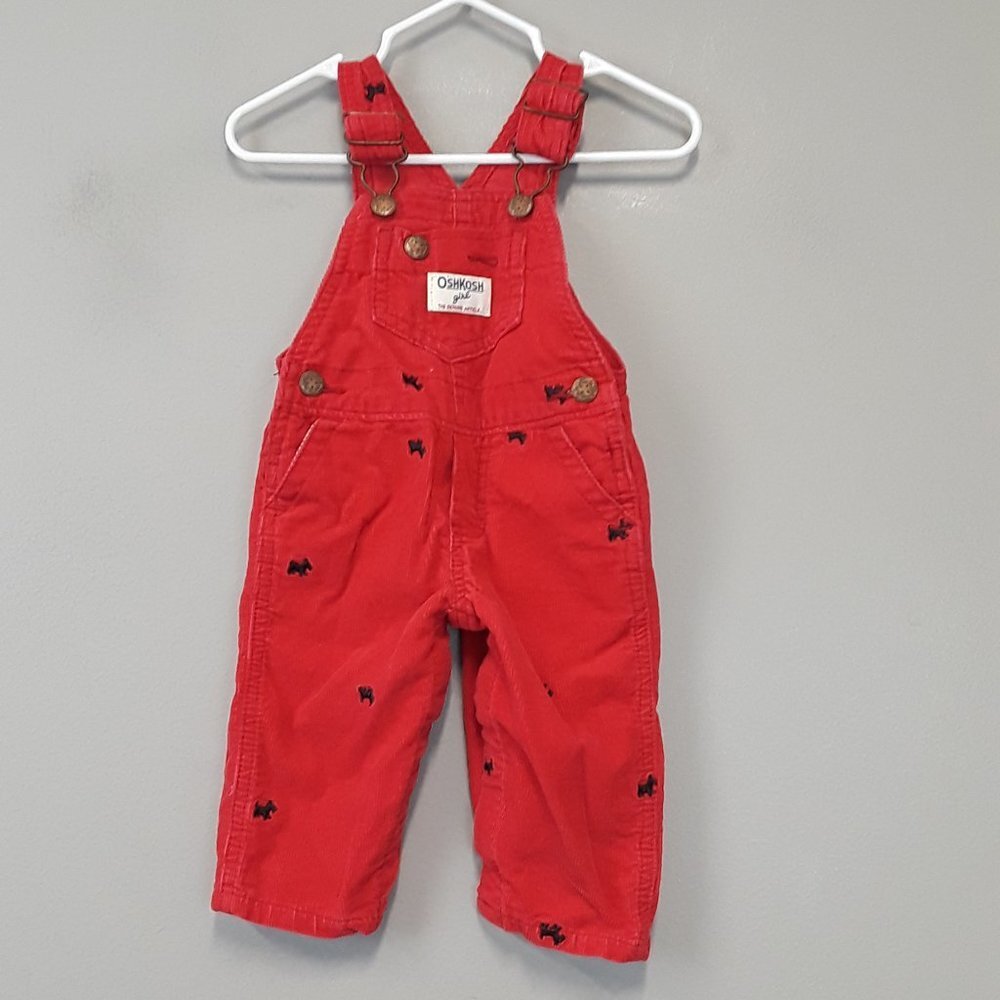 OSHKOSH Girl Scotty Dog Corduroy Bib Overalls - Picture 1 of 10